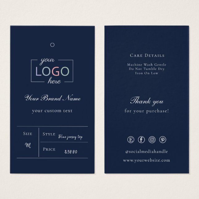 Maßgeschneiderte Firmenlogos Bekleidungspreis Navy (Vorne & Hinten)