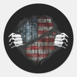 Maßgeschneiderte Flag-Ripping von zwei Händen Runder Aufkleber