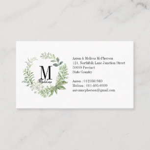 Maßgeschneiderte florale Monogramm-Folien Visitenkarte