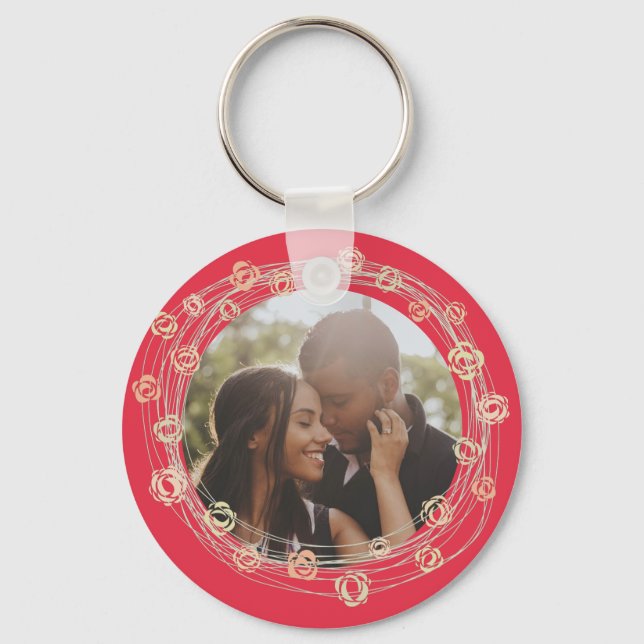 Maßgeschneiderte Foto Personalisierte Blume Gerahm Schlüsselanhänger (Vorderseite)
