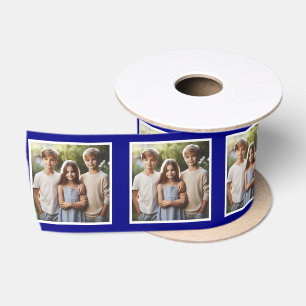 Maßgeschneiderte Foto Ribbon White Navy Blue Kids Satinband