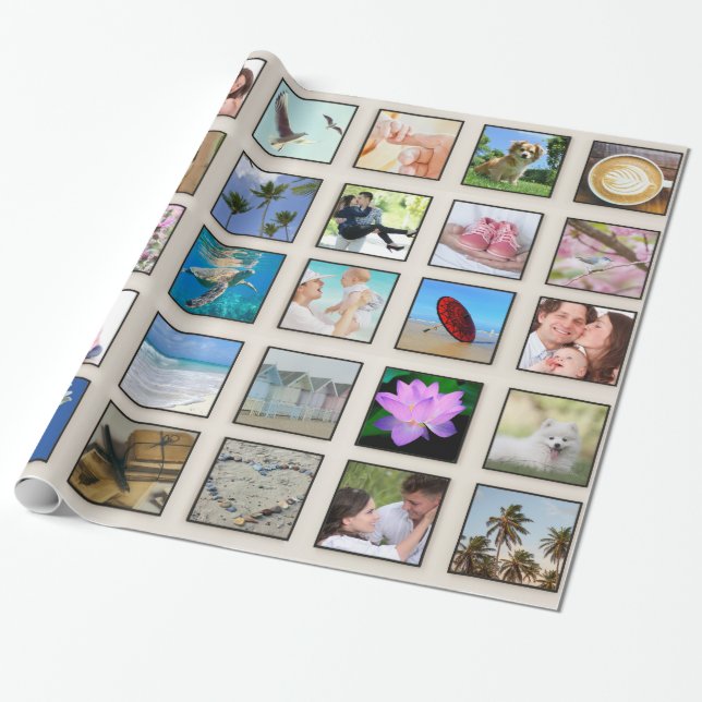 Maßgeschneiderte FotoCollage für klassische Quadra Geschenkpapier (Ungerollt)