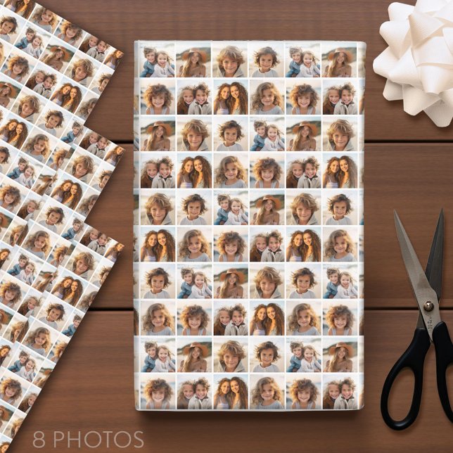 Maßgeschneiderte FotoCollage mit 8 quadratischen F Geschenkpapier Set (Custom Photo Wrapping Paper - Add a Photo Collage)