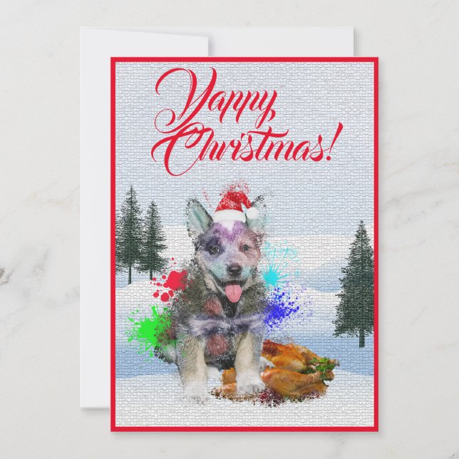 Maßgeschneiderte Funny Blue Heeler Hund Yappy Xmas Ankündigung (Vorderseite)