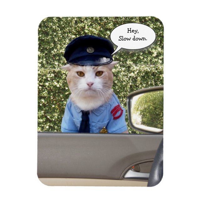 Maßgeschneiderte Funny Officer Cat Magnet (Vertikal)