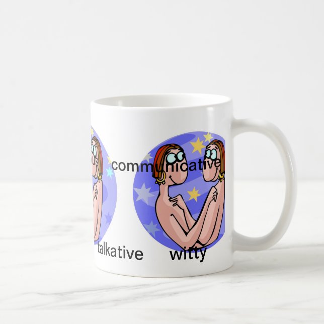 Maßgeschneiderte Gemini-Merkmale mit Niedlichen Ca Kaffeetasse (Rechts)