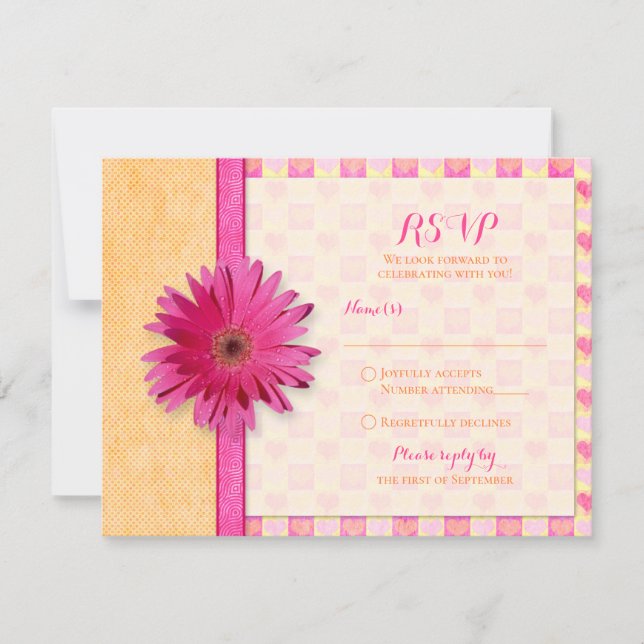 Maßgeschneiderte Gerbera Daisy Response Card RSVP Karte (Vorderseite)