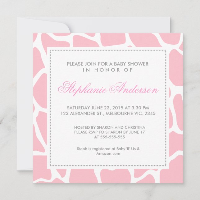 Massgeschneiderte Giraffendusche Einladung (Vorderseite)