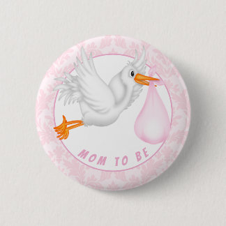 Maßgeschneiderte Girls Stork Baby Dusche Button
