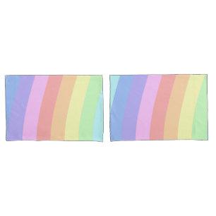 Maßgeschneiderte Girly Pastel Rainbow Wavy Streife Kissenbezug