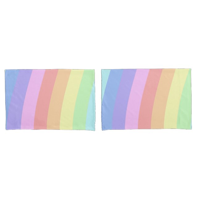 Maßgeschneiderte Girly Pastel Rainbow Wavy Streife Kissenbezug (Vorderseite-Set)