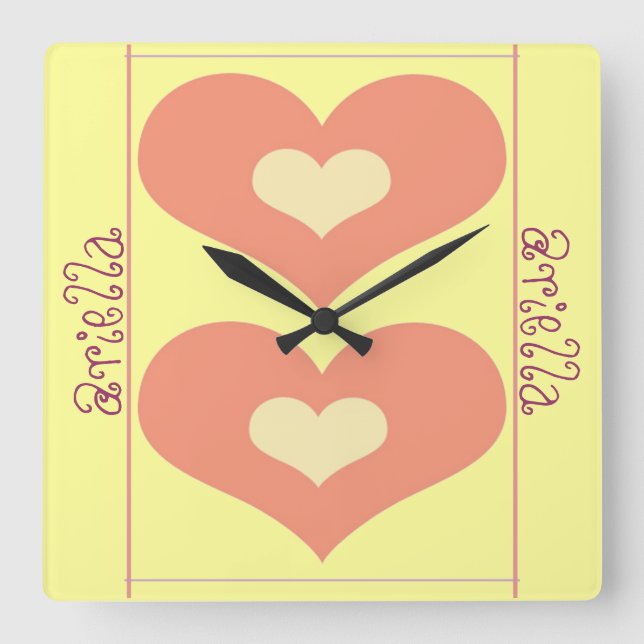 Maßgeschneiderte Girly-Uhr Quadratische Wanduhr (Vorderseite)