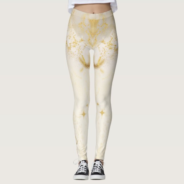 Maßgeschneiderte Gold Resin Ästhetische Zitate Leg Leggings (Vorderseite)