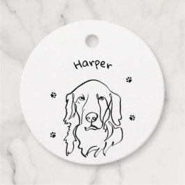 Maßgeschneiderte Golden Retriever Line Art Geschenkanhänger