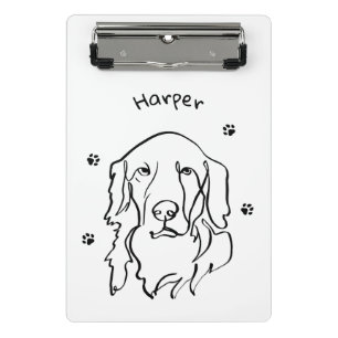 Maßgeschneiderte Golden Retriever Line Art Mini Klemmbrett