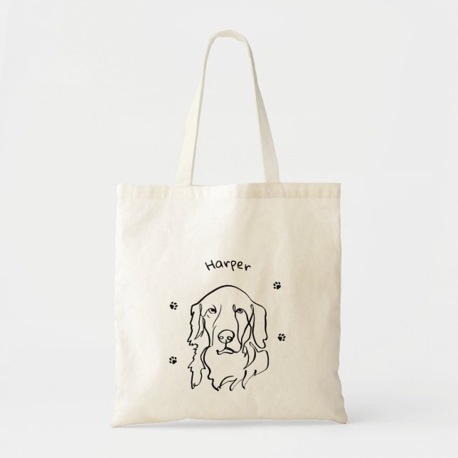 Maßgeschneiderte Golden Retriever Line Art Tragetasche (Vorne)
