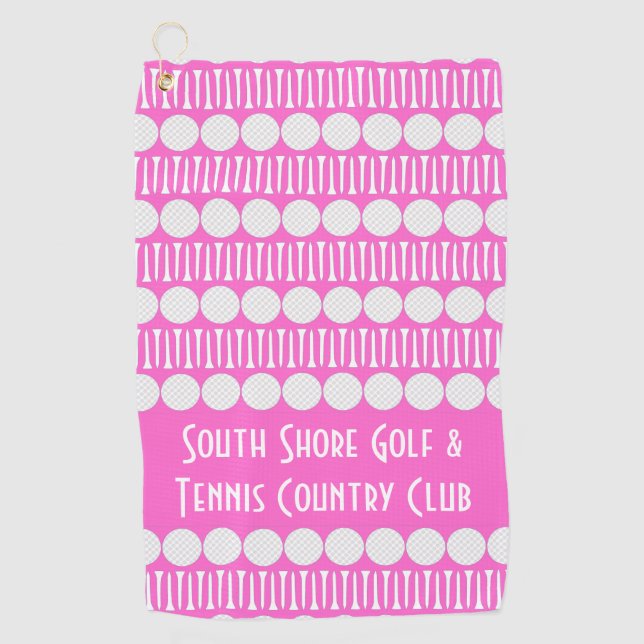 Maßgeschneiderte Golf Balls & T-Shirts Hot Pink Go Golfhandtuch (Vorderseite)