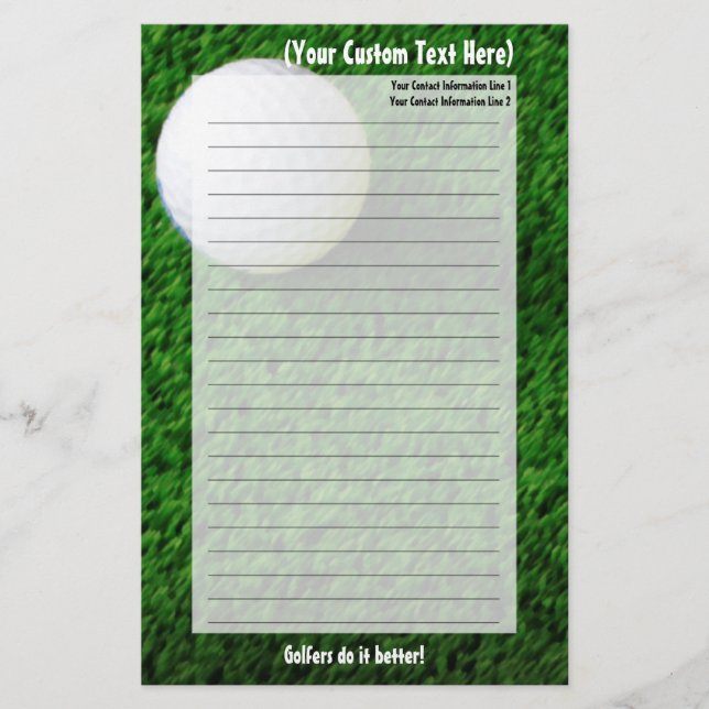 Maßgeschneiderte Golf Stationery Briefpapier (Vorderseite)