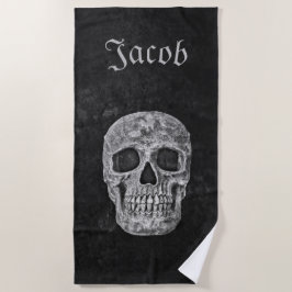 Maßgeschneiderte Gothic Skull Textur Grunge Schwar Strandtuch