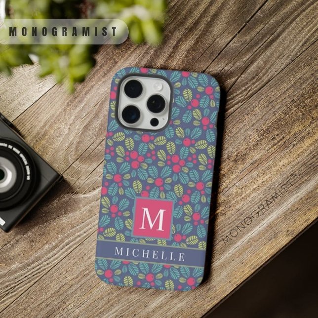 Maßgeschneiderte graublaue, florfarbene, rosa grün iPhone hülle (Customizable Grey Blue Floral Pink Green Flowers iPhone Case)