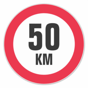 Maßgeschneiderte große max. 50 km Speed Limit Viny Aufkleber