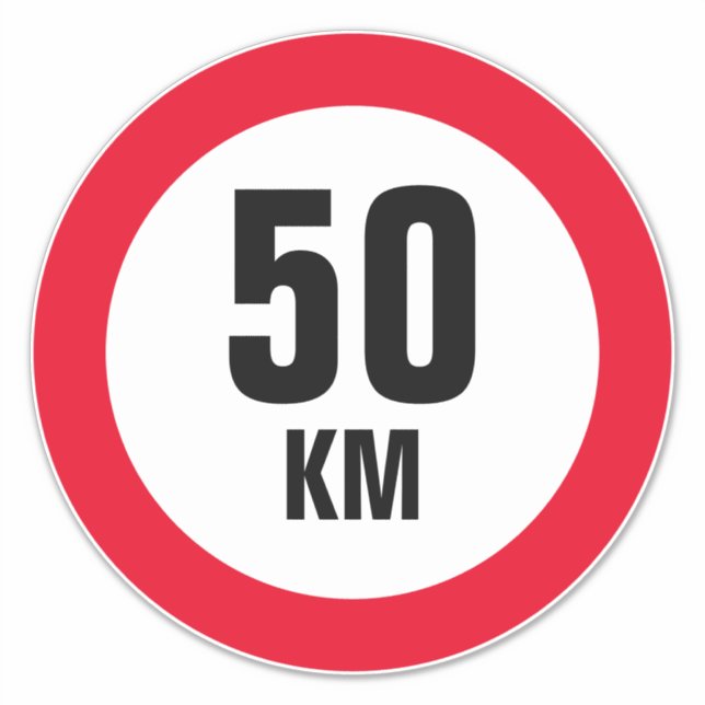 Maßgeschneiderte große max. 50 km Speed Limit Viny Aufkleber (Vorderseite)