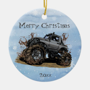 Maßgeschneiderte Großmonster-Truck-Off-Road-Advent Keramik Ornament