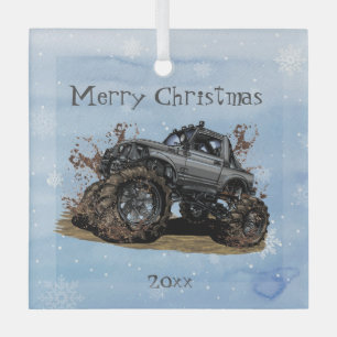 Maßgeschneiderte Großmonster-Truck-Off-Road-Advent Ornament Aus Glas