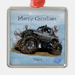 Maßgeschneiderte Großmonster-Truck-Off-Road-Advent Ornament Aus Metall