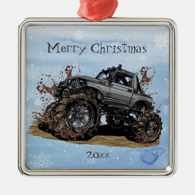 Maßgeschneiderte Großmonster-Truck-Off-Road-Advent Ornament Aus Metall (Vorne)