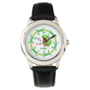 Maßgeschneiderte grüne Dinosaurier 5 Minuten Marke Armbanduhr