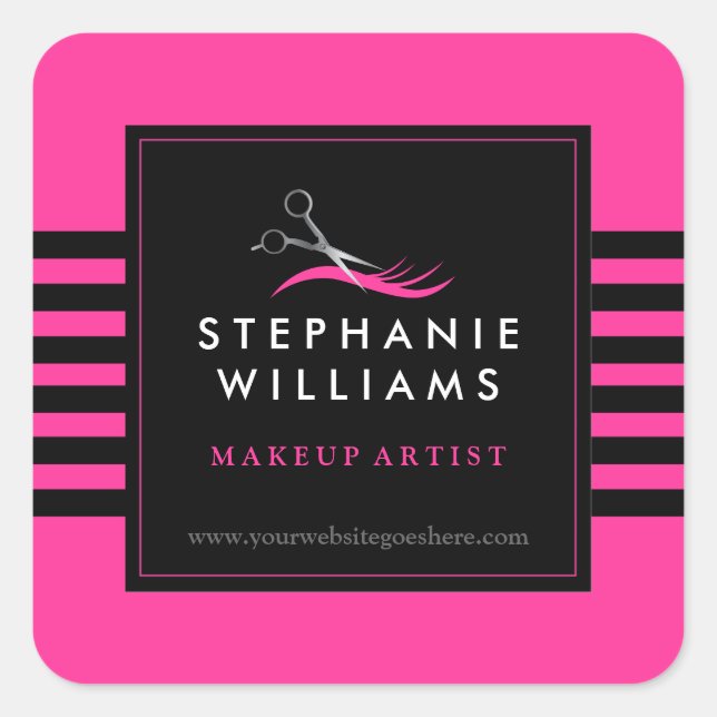 Maßgeschneiderte Haarstylist-Sticker Quadratischer Aufkleber (Vorderseite)