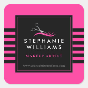 Maßgeschneiderte Haarstylist-Sticker Quadratischer Aufkleber