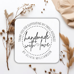 Maßgeschneiderte Handarbeit mit Liebe Vielen Dank  Quadratische Visitenkarte