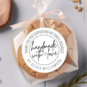 Maßgeschneiderte Handarbeit mit Liebe Vielen Dank  Runder Aufkleber