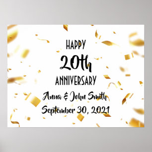 Maßgeschneiderte Happy Anniversary Gold Confetti Poster