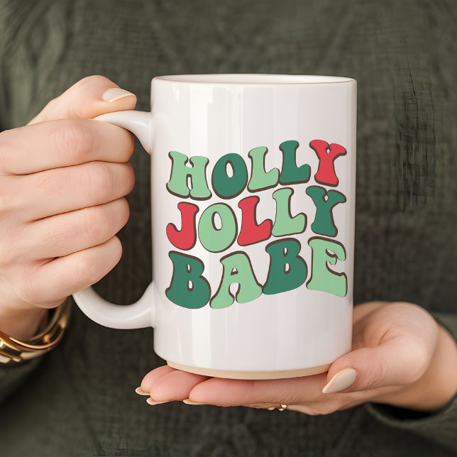 Maßgeschneiderte heilige, fröhliche Tasse, fröhlic Kaffeetasse (holly jolly babe mug, merry christmas mug, personalized mug, custom name mug, christmas vibes mug)