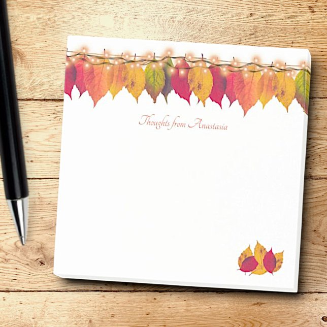 Maßgeschneiderte Herbst Saisonleaf Border Firefref Post-it Klebezettel (3" square template)