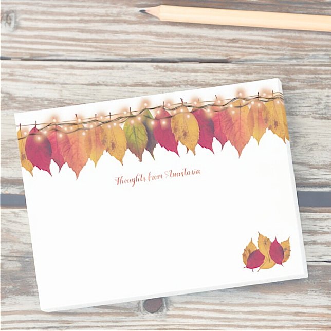 Maßgeschneiderte Herbst Saisonleaf Border Firefref Post-it Klebezettel (fall leaf designed 4" x 3" note pad)