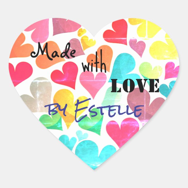 Maßgeschneiderte, herzförmige Aufkleber aus Liebe (Vorderseite)