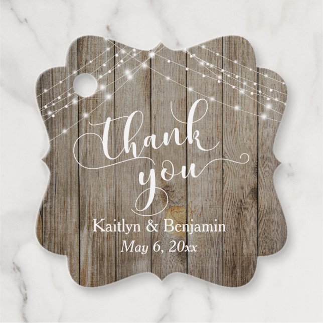 Maßgeschneiderte Hochzeit danke Ihnen rustikales H Geschenkanhänger (Vorderseite)