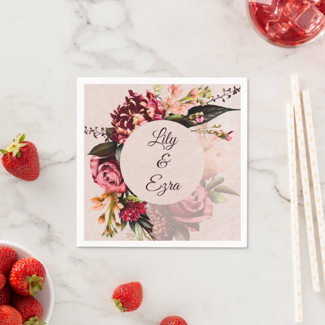 Maßgeschneiderte Hochzeit im Herbst für Burgund un Serviette (Beispiel)