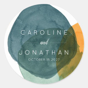 Maßgeschneiderte Hochzeit Moderne Elegante Wasserf Runder Aufkleber
