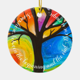 Maßgeschneiderte Hochzeit oder Verlobung Regenboge Keramik Ornament