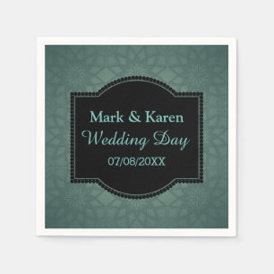 Maßgeschneiderte Hochzeit von Text mit geometrisch Serviette