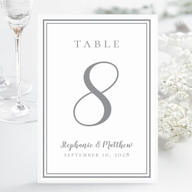 Maßgeschneiderte Hochzeitstil-Tischnummer Tischnummer (Customized Wedding Table Number Chic Gray)