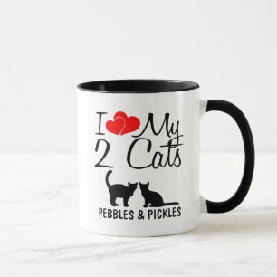 Maßgeschneiderte I-Liebe Tasse für zwei Katzen