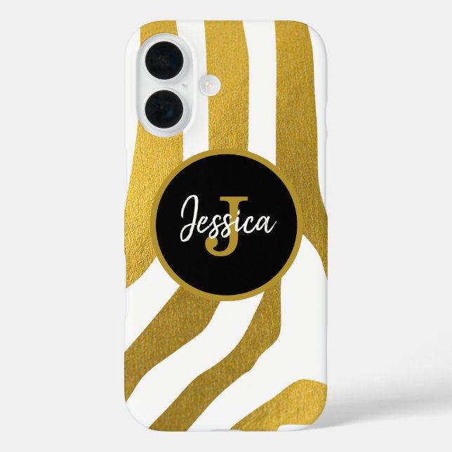 Maßgeschneiderte Imitate Gold Zebra Print Stripes  Case-Mate iPhone Hülle (Rückseite)