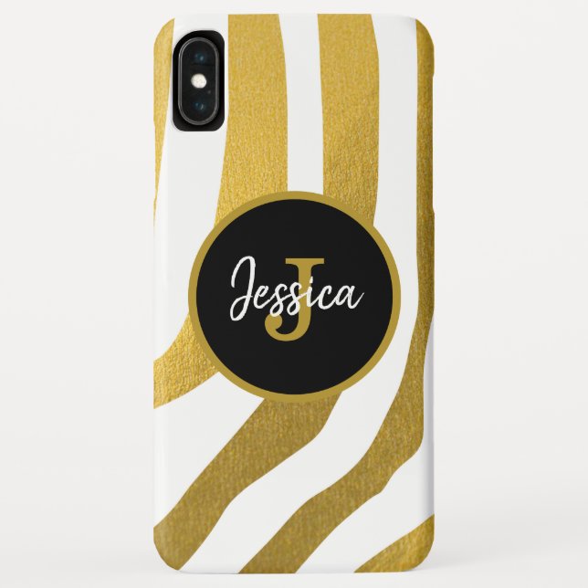 Maßgeschneiderte Imitate Gold Zebra Print Stripes  Case-Mate iPhone Hülle (Rückseite)