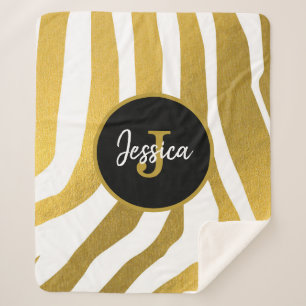 Maßgeschneiderte Imitate Gold Zebra Print Stripes Sherpadecke